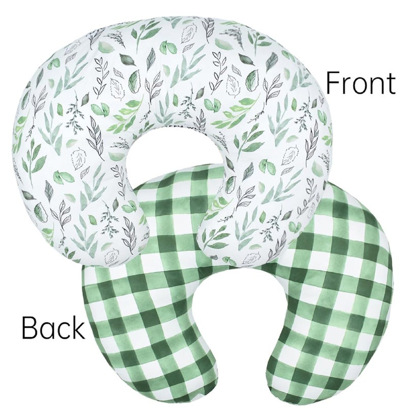 Winmany 2 Pack Baby Nursing Pillow Cover Newborn U-Shaped Breastfeeding Pillowcase Cushion Cover Stretchy Replaceable Forest&Floral Pillow Cover Slipcover 22.5x21 - Image 3